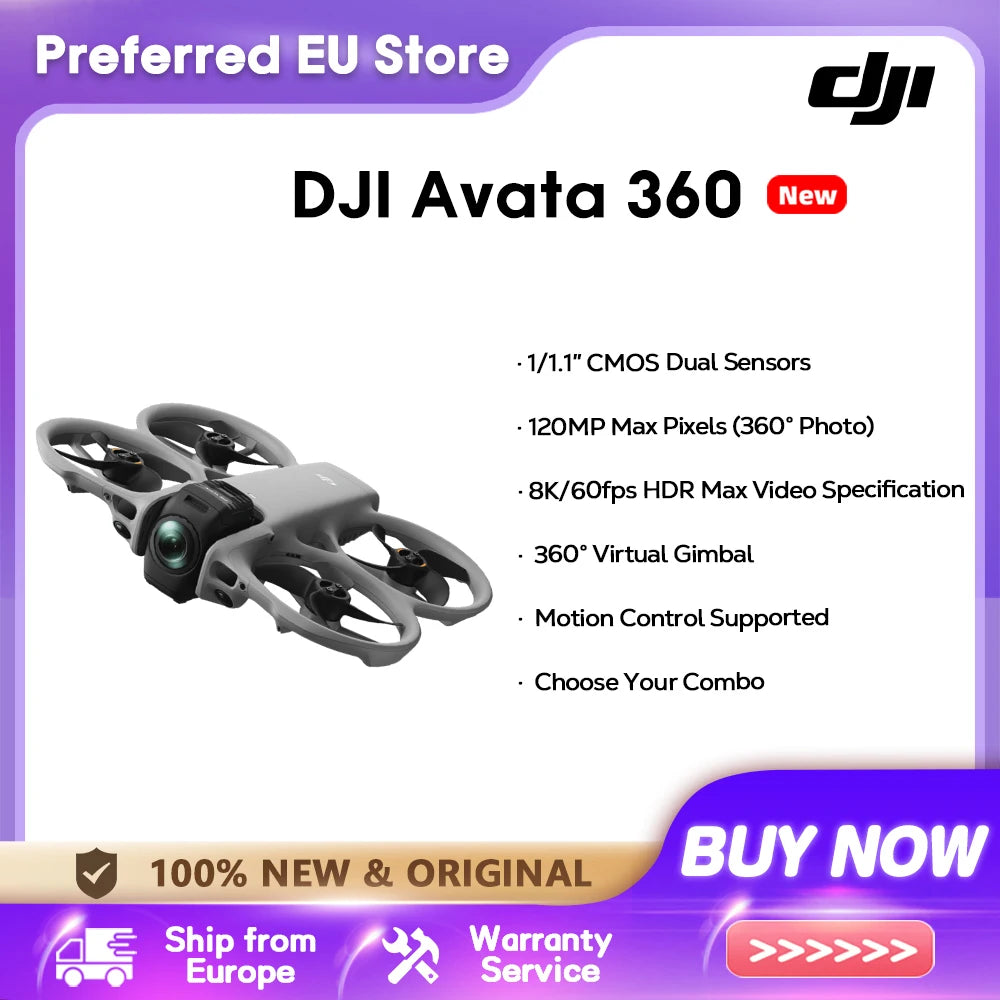 DJI Avata 360 Drone 1-Inch Sensor 8K HDR Panoramic Drone 4K Single Lens Mode 20km Range 4G Enhanced Transmission FPV Quadcopter Avata 360