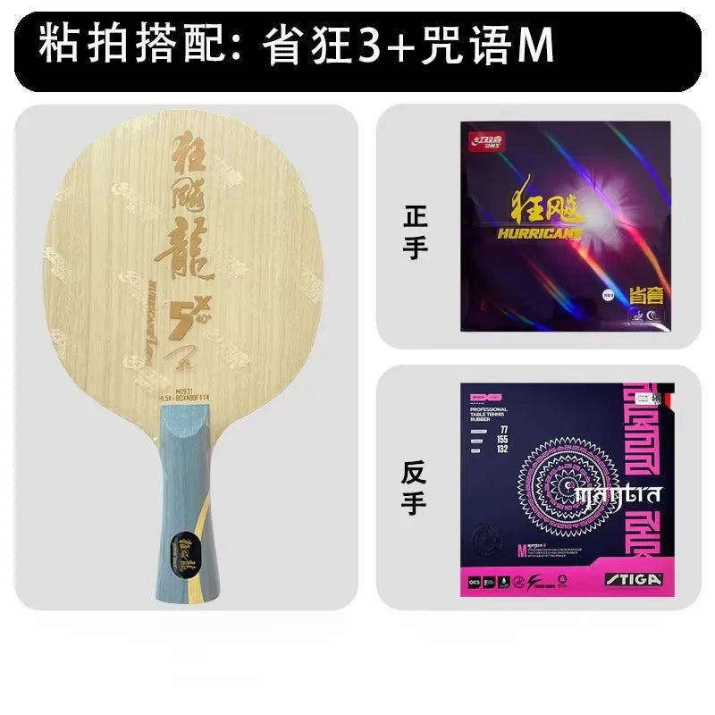 DHS Hurricane Long 5X Ma Long pro Table Tennis Blade with Inner Carbon Handle Offense Loop Ping Pong Blade Combo for Sports