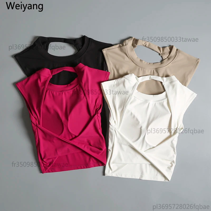 Sexy Backless Sports Vest for Women Fixed Chest Pad Tight Quick-Drying Slim Yoga Top Breathable Fitness Shirt