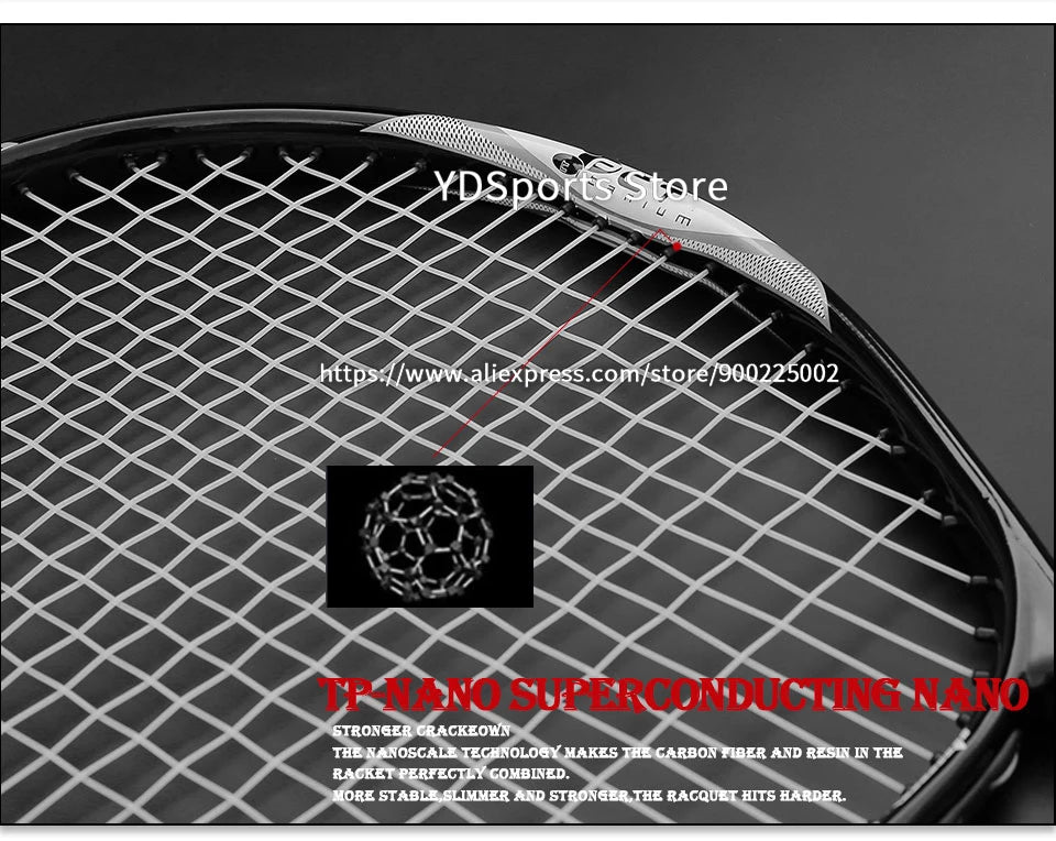 High Quality Carbon Aluminium Alloy Strung Tennis Racket For Adult Tenis Rackets 4-1/4 Inch Strings Bag Raquet Padel Men Women