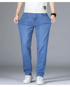 Man Pants Office Business Jeans Men Classic Blue Black Cotton Stretch Straight Denim Pants Male Brand Trousers