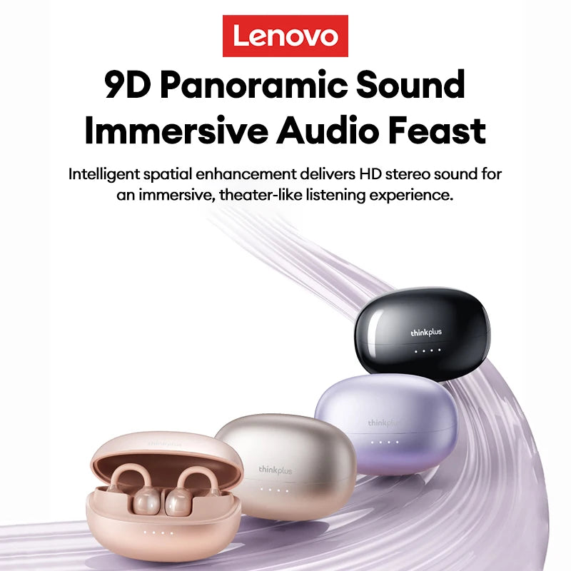 Lenovo LK6 Over Ear Wireless Bluetooth 5.4 Headphones Sound Quality Noise Reduction Ear Clip Earphones Long Endurance Earsets