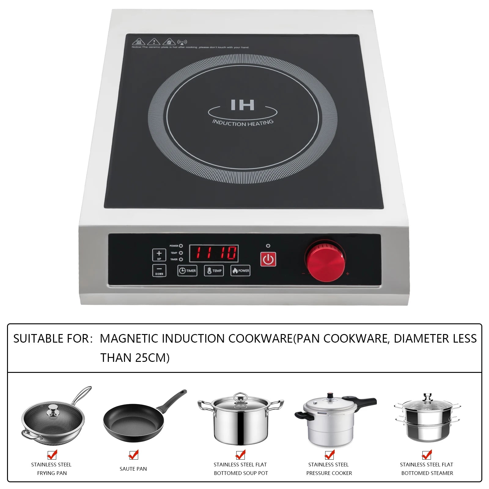 3500W Commercial Induction Cooktop Electric Induction Stove LED Display Anti-crush Induction Hob Cooker