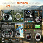 GPS Smart Watch for Men 2G ROM GPS Offline Maps Waterproof Swim Hiking Fitness Tracker Sleep SpO2 Rugged Durable Smartwatch GPS