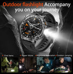 2026 New TANK Ultra 1400mAh Battery Military Smart Watch 10ATM Waterproof Heart Rate Tactical LED Flashlight Men Sports Bracelet