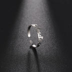 Custom Double First Name Finger Ring For Women Men Personalized Couple Family Gift Gold Color Stainless Steel Metal Jewelry