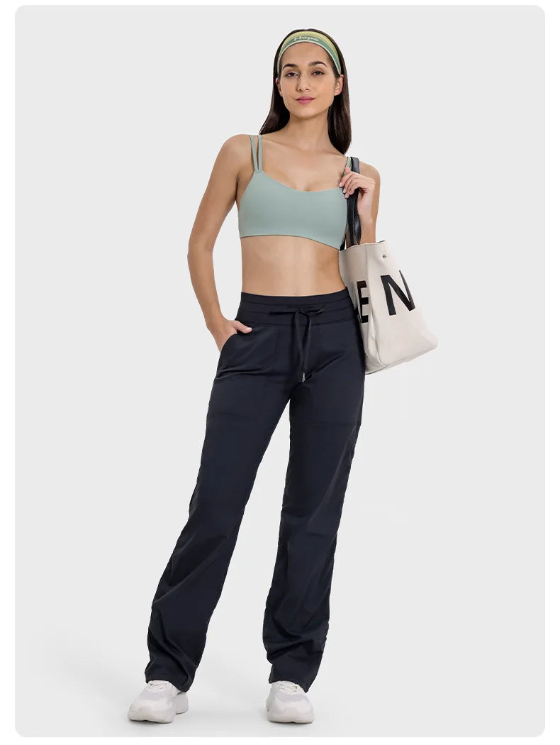Women Quick Drying Sports Pants Lightweight Breathable Running Fitness High Waisted Loose Wide Leg Casual Yoga Pants 2024 Autumn