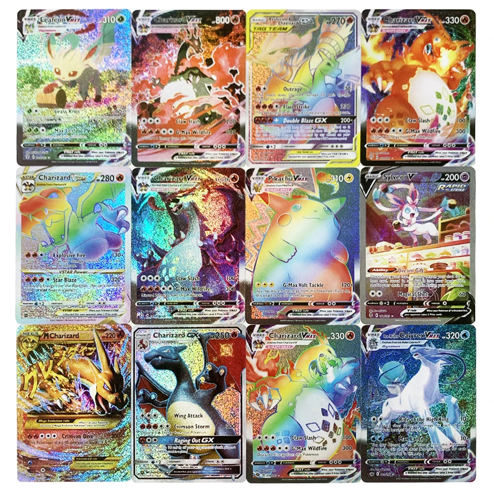 10-100Pcs Pokemon Cards English French Spanish German Italian GX Team Vmax EX Shining Game Battle Trading Collection Card Toys