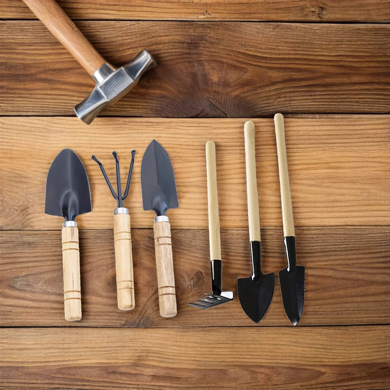 2Sets Garden Tool Set for Indoor Outdoor Gardening Hand Tools Kit with Trowel Rake Spade for Houseplants Succulents Bonsai Main image