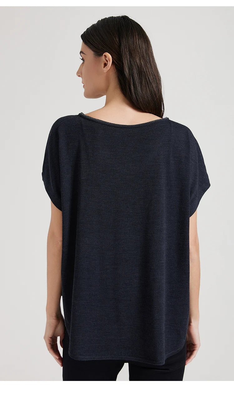 BC1095 Luxury Women's Clothing Silk Woolen Ladies Clothes loose Merino Wool Vest Sweaters For Woman