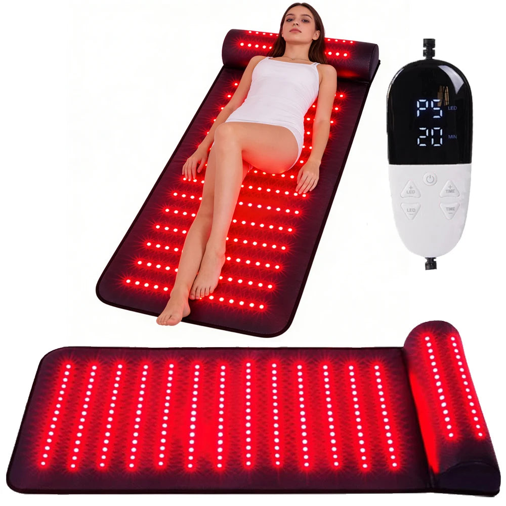 Red Light Therapy Mat with Neck Support Far Infrared for Neck Back Shoulder Knee Pain Relief Muscle Relax Home Use Spa Massager Main image