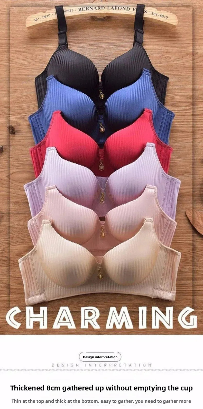 8CM Thick Padded Push Up Bra for Small Chest Seamless Wireless Comfort T-Shirt Bra Natural Lingerie with Adjustable Straps
