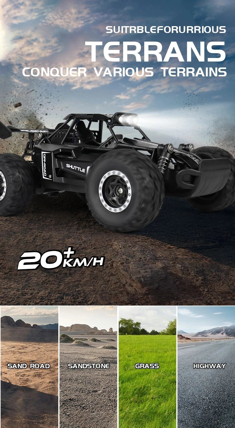 Oike RC Car 1:16 Model With LED Lights Radio Off-road Remote Control Climbing Vehicle Outdoor Cars Drift Race Toys Boys Gifts