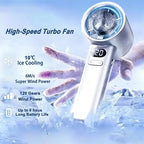3000mah Handheld Mini Fan Electric Hand Fans Ice Compress High-Speed Cooling USBRechargeable Portable LED Digital Display