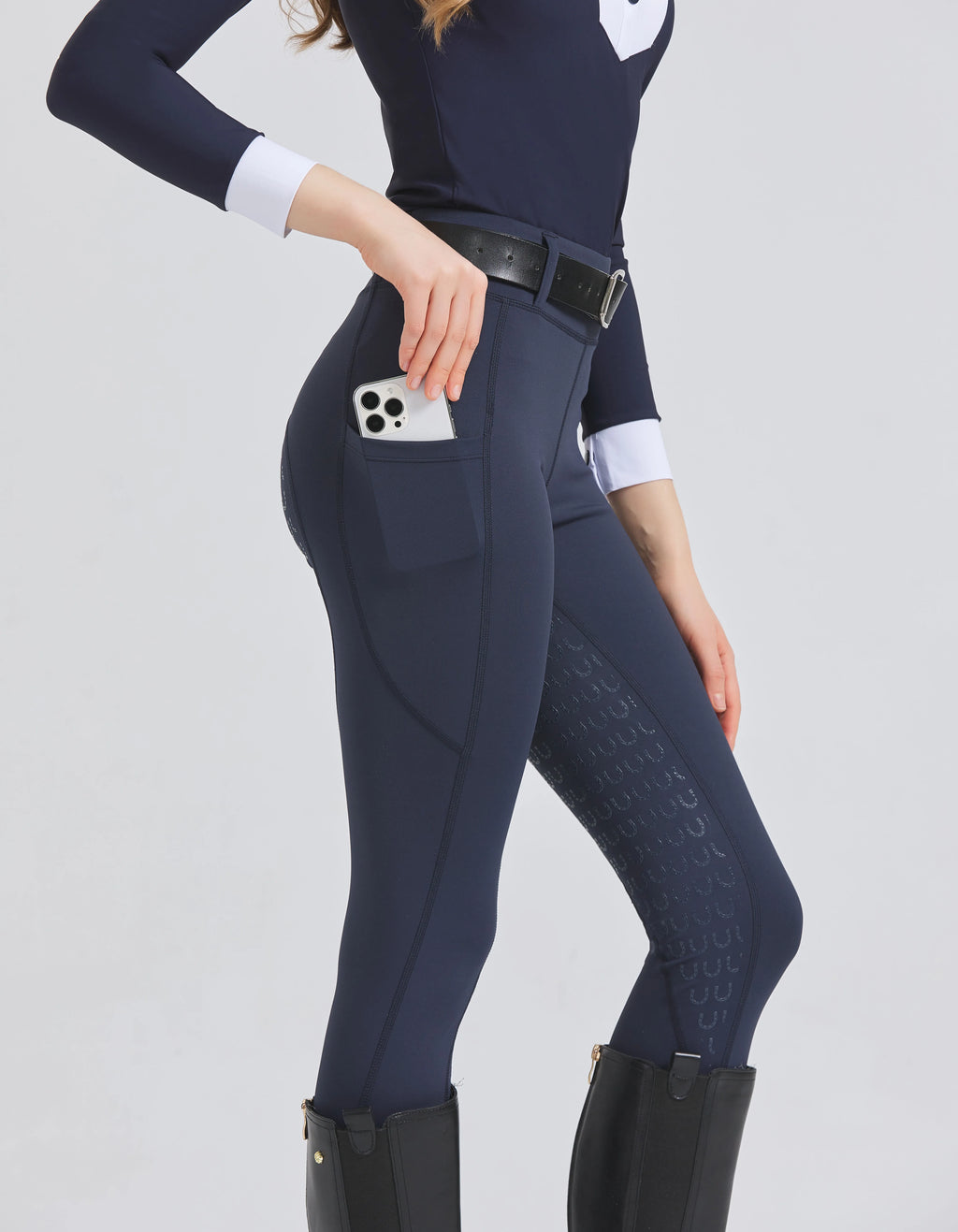 Spring and summer riding pants women's knitted high-stretch, slim-fitting silicone riding pants tight riding pants breathable we