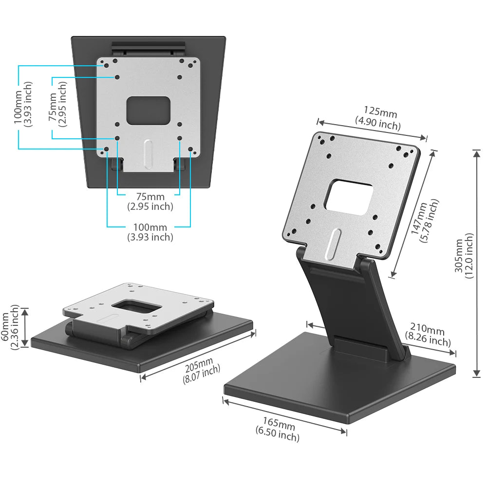 UPERFECT VESA Desktop Monitor Holder 15-22" LCD LED Folding Display Touch Screen Stand Mount Support Metal Bracket Load 6.5kg