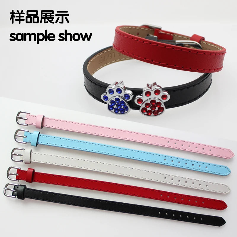 20pcs 10mm Genuine Real Leather Bracelet For Women Slide Letter Charms Wristband Jewelry Making DIY Pet Collar Keychain Band Secondary image