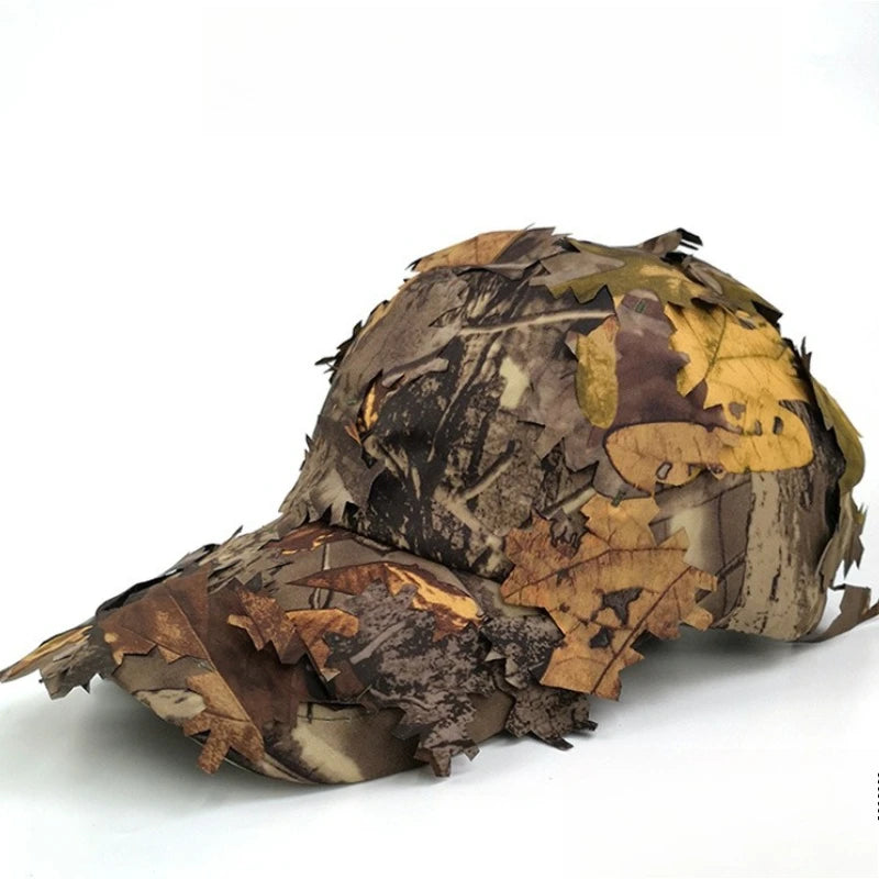Men's 3D Leaves Ghillie Camo Baseball Cap, Tactical Hunting Hat for Fishing & Outdoor