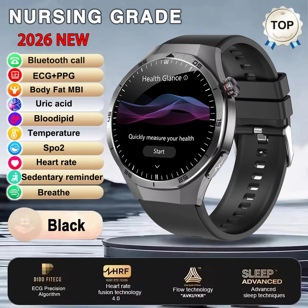 2026 New Nursing Grade ECG+PPG Smart Watch Health Analysis Blood pressure Lipids Uric acid Wireless HD Call Smartwatch Men Women