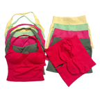 yoga outfits Women 2 pcs Sports DFNNYE Impact Set halterneck Backless Halter Top Seamless Scrunch Shorts Gym Workout Sports Suit