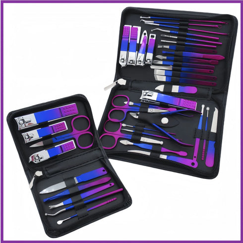 6-18pcs Set Professional Stainless Steel Manicure & Pedicure Kit Precision Nail Care with Travel Case with Nail Clipper Scissor