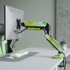 SC5 Jade Marble Pneumatic Monitor Arm Single Desk Mount Stand For 17-35 Inch Screen 2-10kg Load Height Adjustable Gaming Bracket