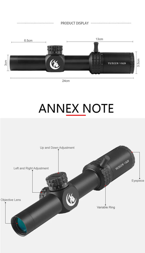 1-5x24 Scopes Compact Scope Hunting Scopes Tactical Sight Wide Angle Sight