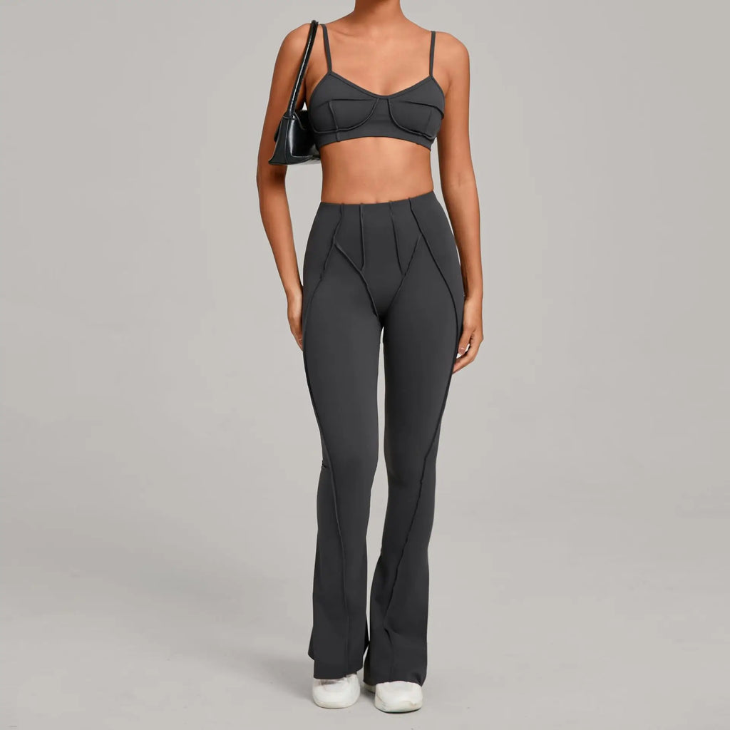Seamless Yoga Sets Sports Fitness High Waist Hip-lifting Shapeing Trousers Backless Bra Suit Workout Gym Leggings Sets for Women