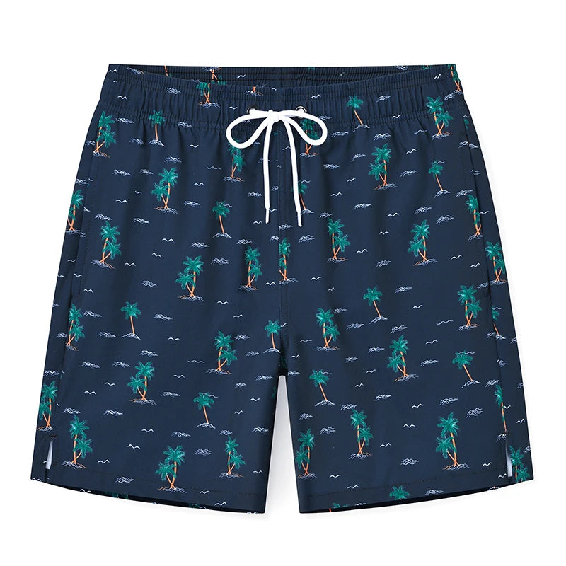 ESCATCH 2026 New Arrival Mens Swimming Trunks Compression Liner 2 in 1 Printing Quick-Dry Gym Sports Mens Shorts Zipper Pockets