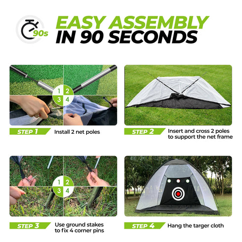 Golf Professional Practice Net Golf Hitting Cage Indoor Outdoor Exercise Practice Training Auxiliary Tool High Impact Hitting