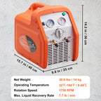 SucceBuy 3/4 1HP Refrigerant Recovery Machine Portable AC Recovery Machine 60Hz Recovery Machine HVAC for Car Air Conditioning