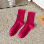 33 Colors Summer Cotton Soft Socks Happy Colorful Women's Mid-tube Stocking Fashion Trend Red Green Ankle Sox Autumn Hosiery