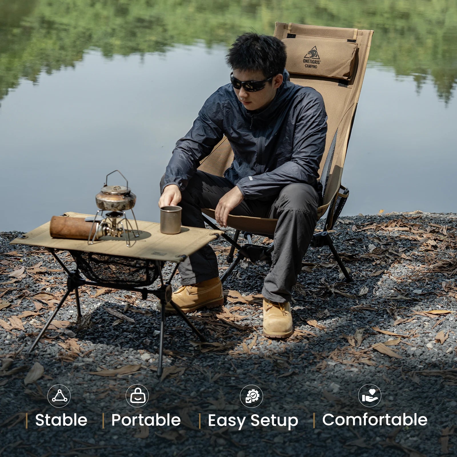 OneTigris Portable Tigerblade Camping Chairs Outdoor Folding Fishing Chair For Trekking BBQ Parties Gardening Beach Indoor Use