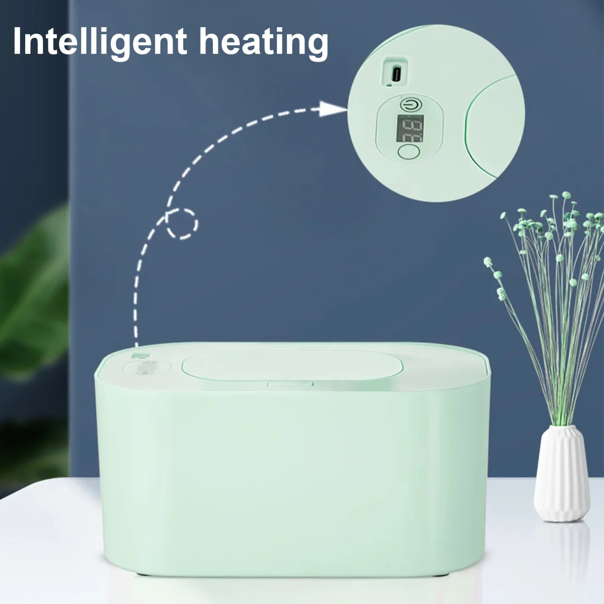 Baby Wipe Warmer with Digital Display Large Capacity Baby Wet Wipes Warmer Dispenser USB Powered, Adjustable Temperature Heating