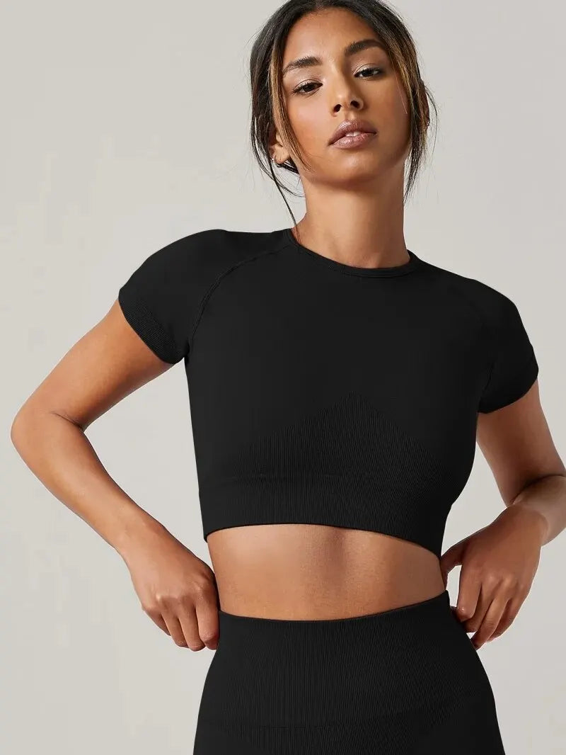 Women Yoga Top Seamless Sport T Shirts Fitness Clothes Short Sleeve Yoga Shirt Gym Top Running Active Wear Sport Top Main image