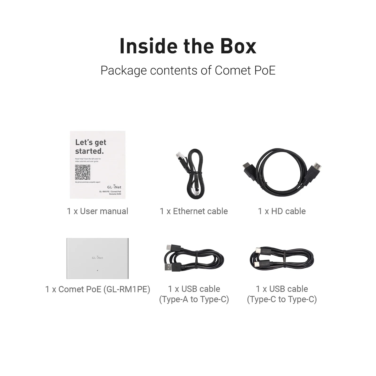 GL.iNet Comet PoE (GL-RM1PE) Internet Remote KVM, PoE/Type-C power, 4K@30Fps, 32GB EMMC, Tailscale, power mgmt, for KVM Switche
