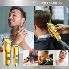 HATTEKER Professional Hair Clipper for Men Cordless Metal Barber Clipper and Trimmer Set Clipper for Hair Cutting Kit