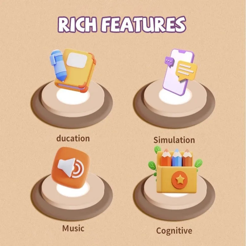 Puzzle early education music mobile phone cartoon simulation flip phone baby toy 61 children's gift English