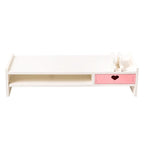 Pink White Student Storage Rack Heart Drawers Monitor Laptop Increase Shelf Office Screen Riser Holder Stationery Pen Storage