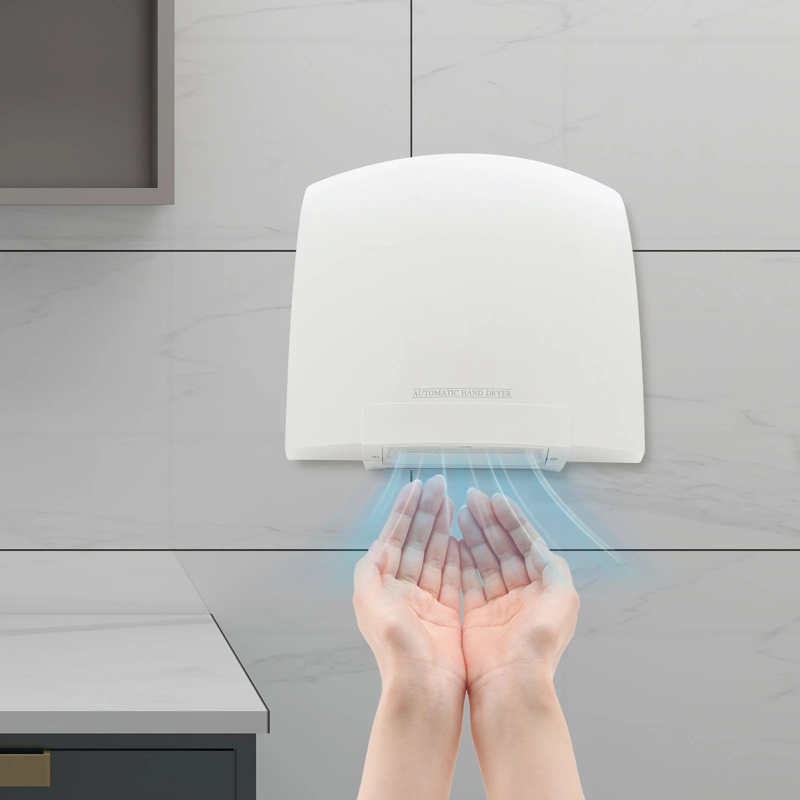 1200W Automatic Hand Dryer Wall Mounted Touchless Hand Dryer 40-65℃ Adjustable Bathroom Dryer for Home Restroom Office Hotel Main image