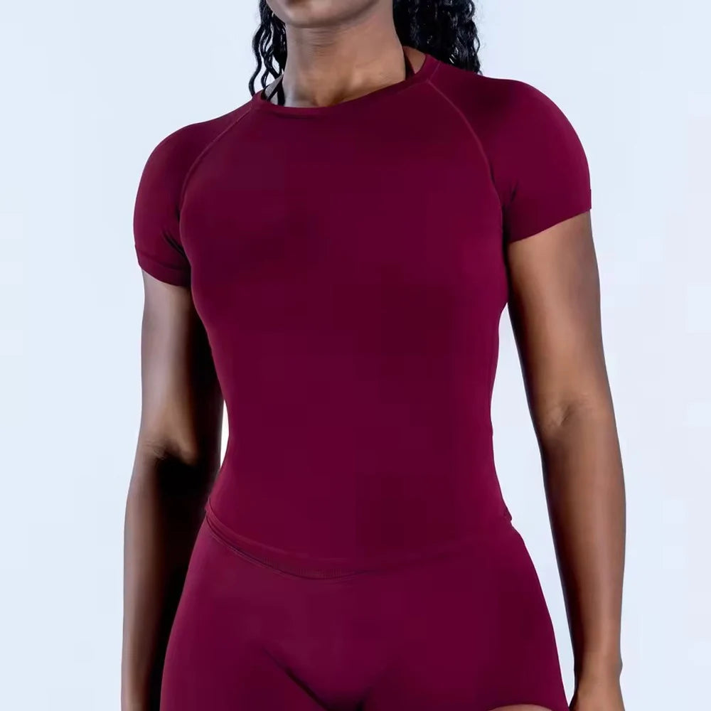 Seamless Yoga Top for Women Short Sleeve Gym Crop Top Light Weight Yoga Shirts Fitness Gym Shirts Stretchy Sports Shirts