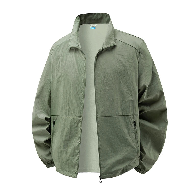 Men's Sun Protection Jacket Ultrathin Windbreaker Summer Outdoor UV Jacket Loose Stand Collar Oversized Sunscreen Coat Fishing