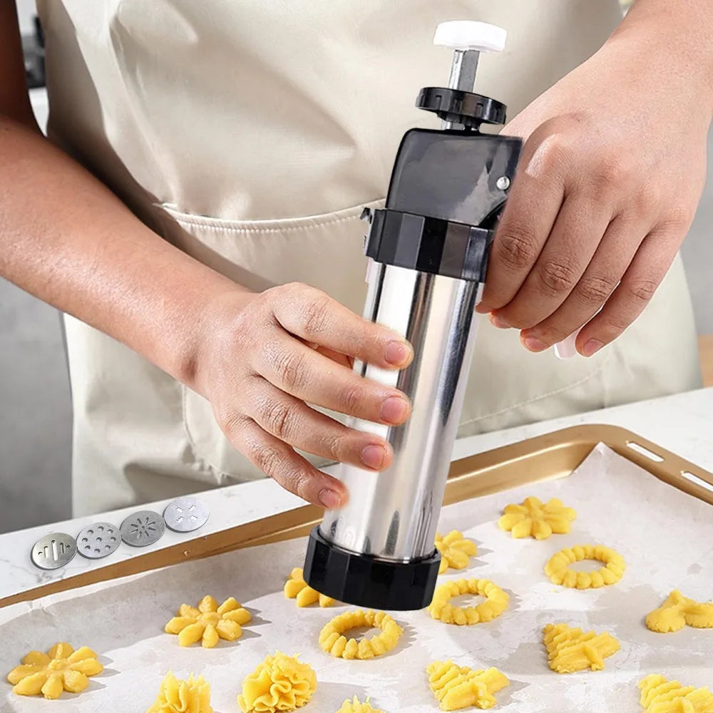Stainless Steel Cookie gun Cake Cream Decorating Gun Cookie Making Machine Nozzles Mold Pastry Syringe Extruder Baking Tools