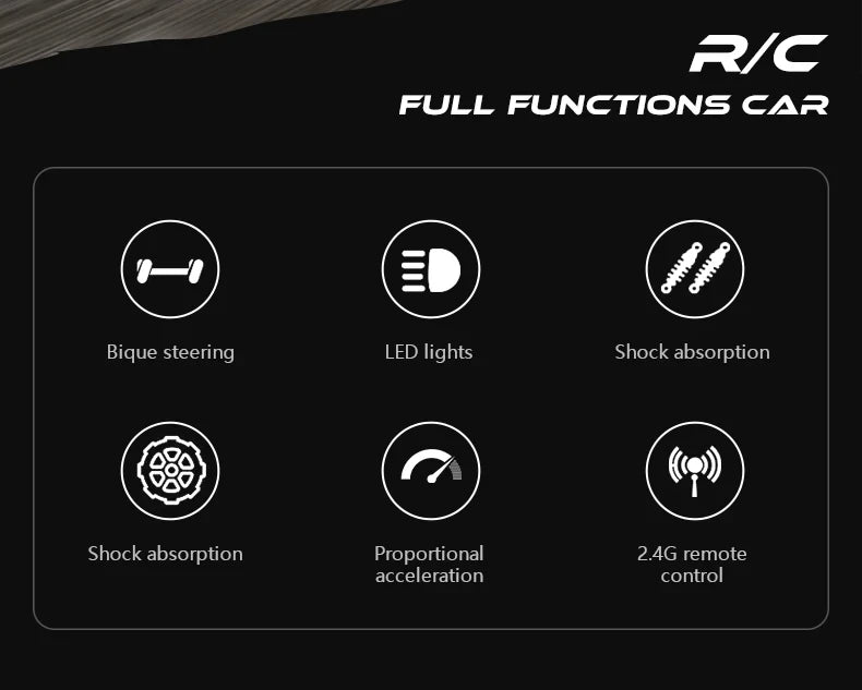 Oike RC Car 1:16 Model With LED Lights Radio Off-road Remote Control Climbing Vehicle Outdoor Cars Drift Race Toys Boys Gifts