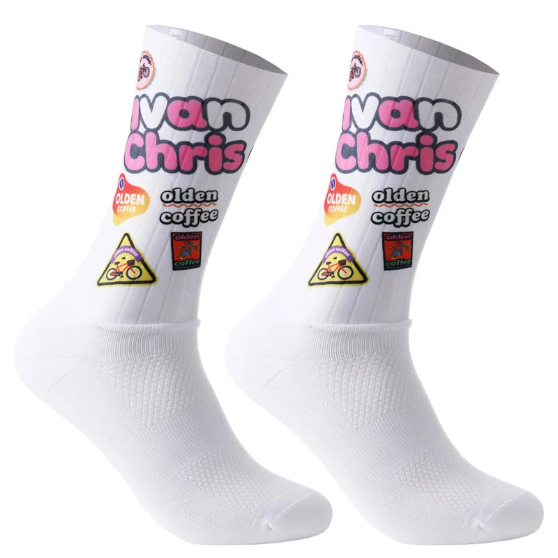 2026 BMAMBAS Anti Slip Silicone Summer Aero Socks Whiteline Cycling Socks Men Bicycle Sport Running Bike Socks Calcetines
