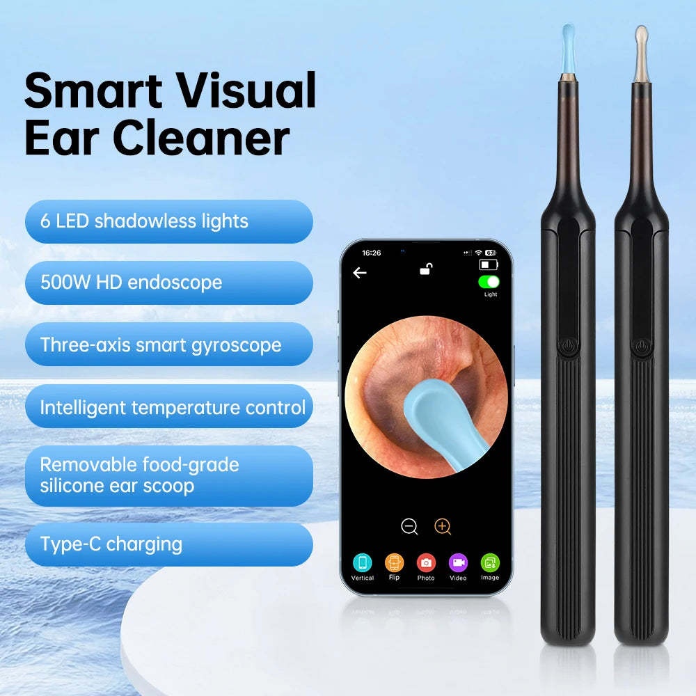 Visual Ear Wax Cleaner with Camera Safe Earwax Removal Endoscope with Camera Luminous Otoscope Ear Cleaning Tools Ear Care