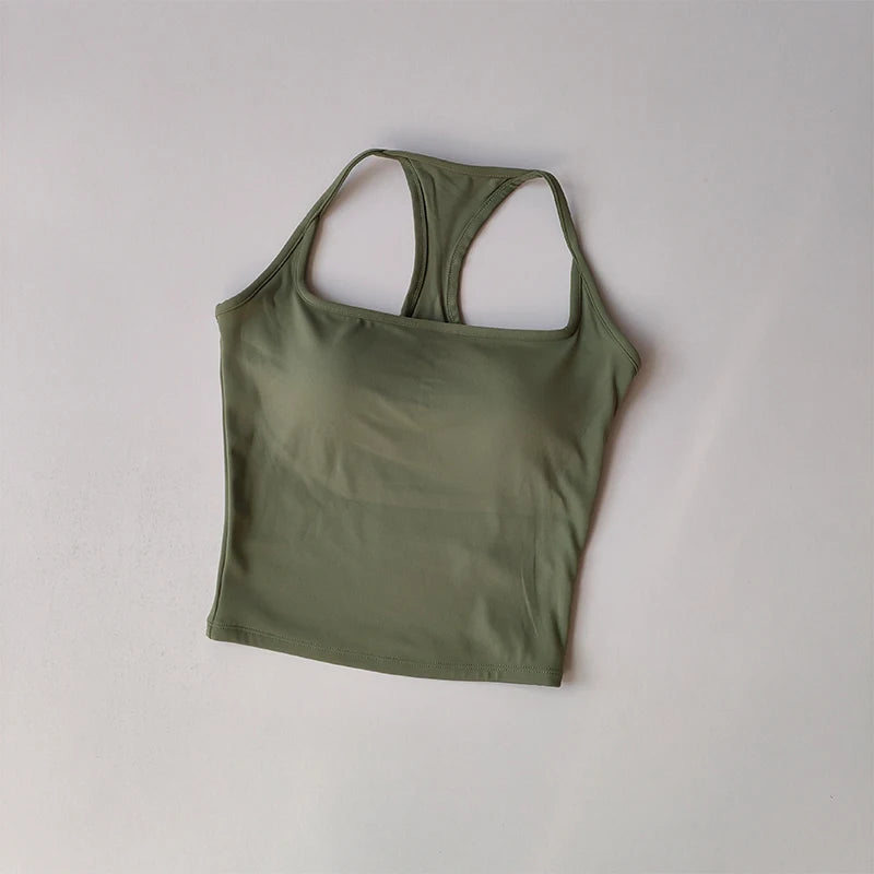 Sports and Fitness Vest with Chest Pad Summer Shockproof Beauty Back Nude Feeling Suit Pilates Training Yoga Top Yoga Clothing