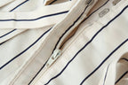 HH Women 2026 New Fashion Versatile Beige Striped Puffy Sleeve Shirt+High Waisted Loose Pleated Casual Long Pants Two Piece  Set