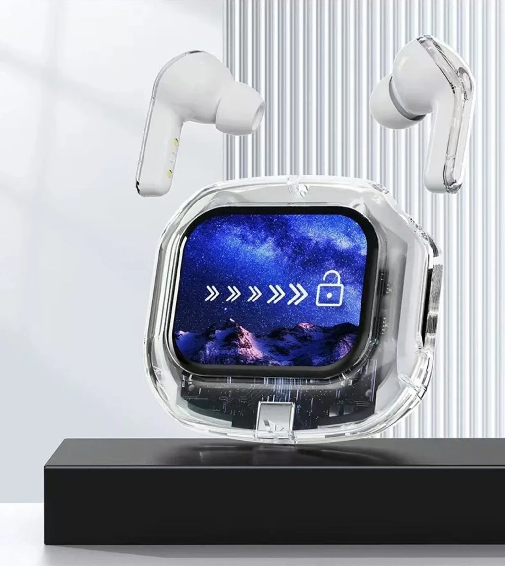 Translation Headphones with Touch Screen Wireless Bluetooth 5.4 Smart  Earphone HiFi Audio High Quality Transparent Case Headset