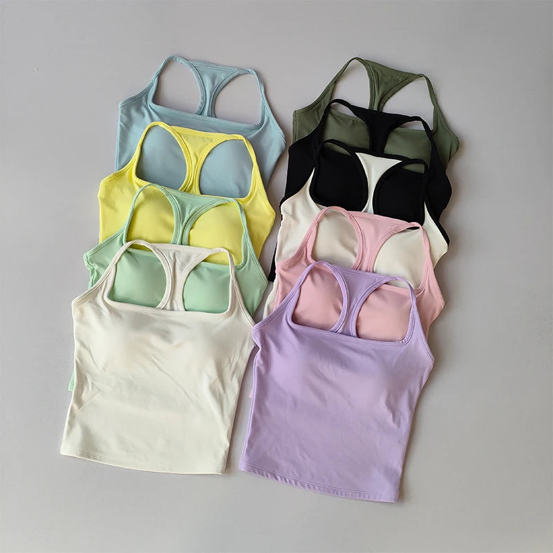 Sports and Fitness Vest with Chest Pad Summer Shockproof Beauty Back Nude Feeling Suit Pilates Training Yoga Top Yoga Clothing Main image